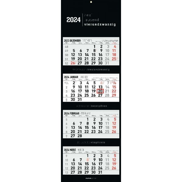 4-Monatskalender Black 2024 - Büro-Kalender