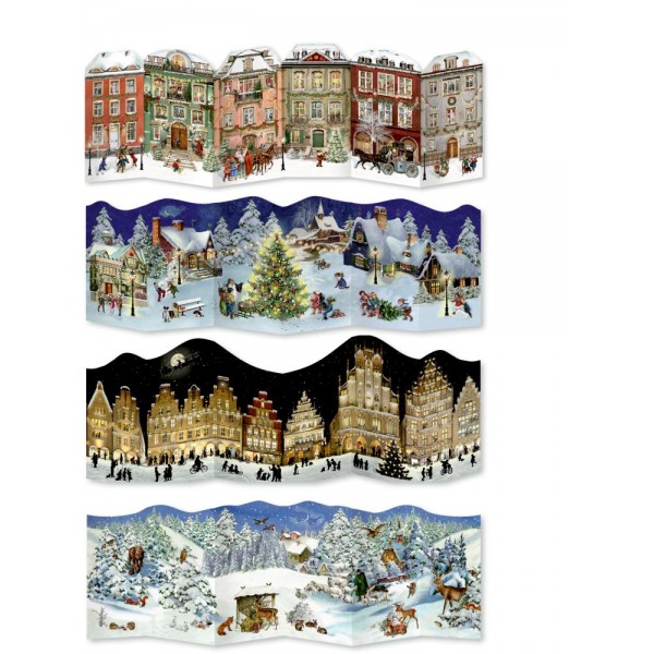 Nostalgisches Winterweihnacht-Leporello, Mini-Adventskalender