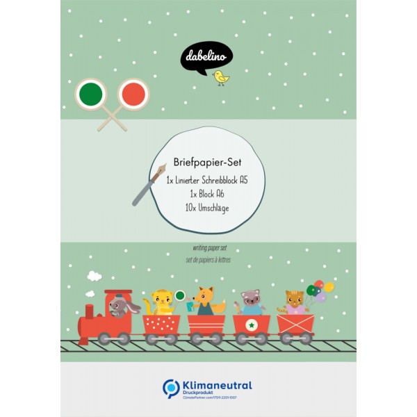 Liniertes Briefpapier-Set für Kinder: Eisenbahn/ Zug (für Mädchen und Jungen)