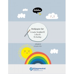 Liniertes Briefpapier-Set für Kinder: Regenbogen (für Mädchen und Jungen, bunt)