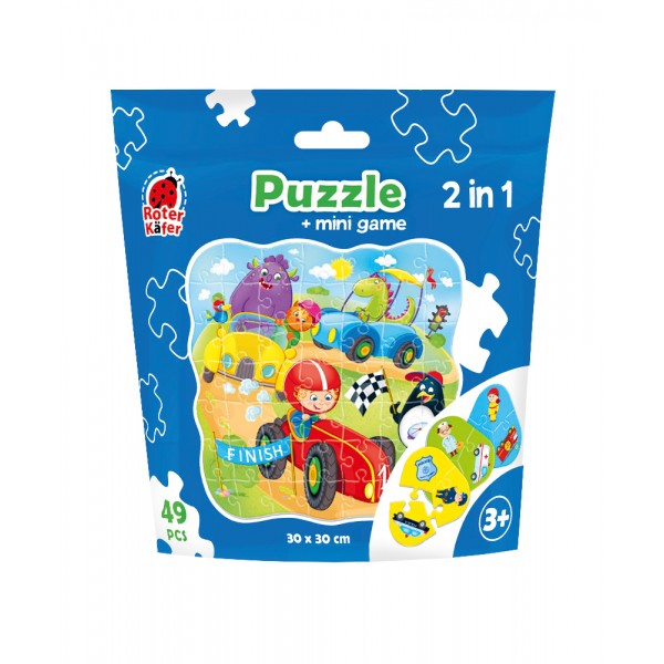 Puzzle in stand-up pouch 2 in1. Cars