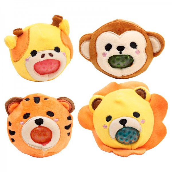 Queasy Squeezies Adoramals Lion, Giraffe, Monkey and Tiger Plush Squeezy Toy