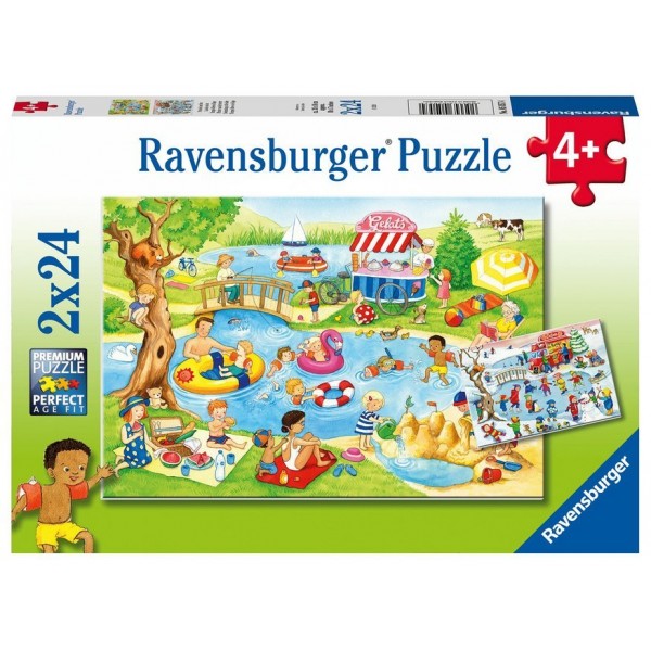 Freizeit am See - Puzzle für Kinder ab 4 Jahren, mit 2x24 Teilen.