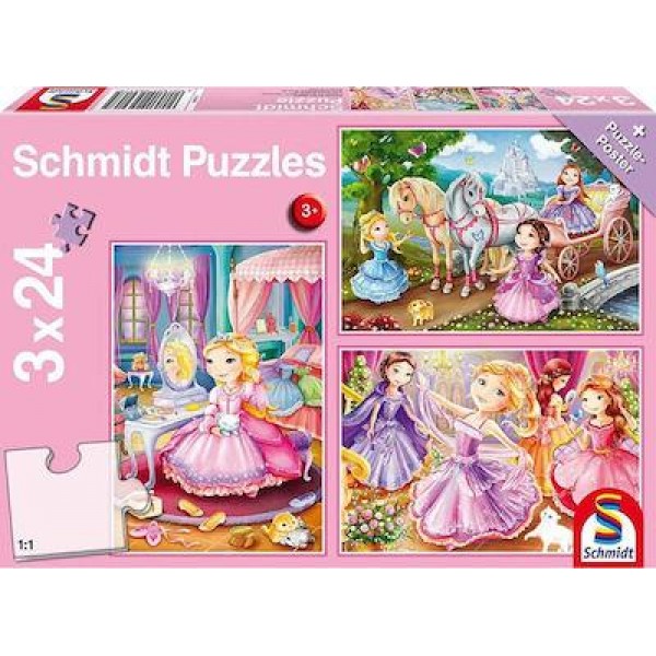 Märchenhafte Prinzessin  (Kinderpuzzle) 3x24 Teile
