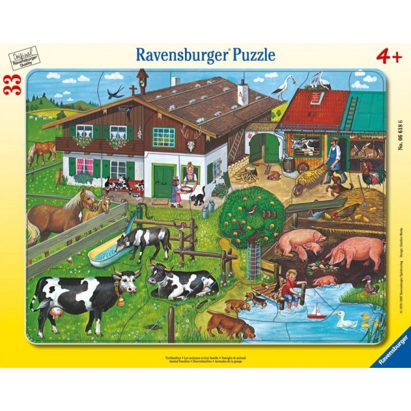Tierfamilien - Rahmenpuzzle für Kinder ab 4 Jahren, mit 33 Teilen. 