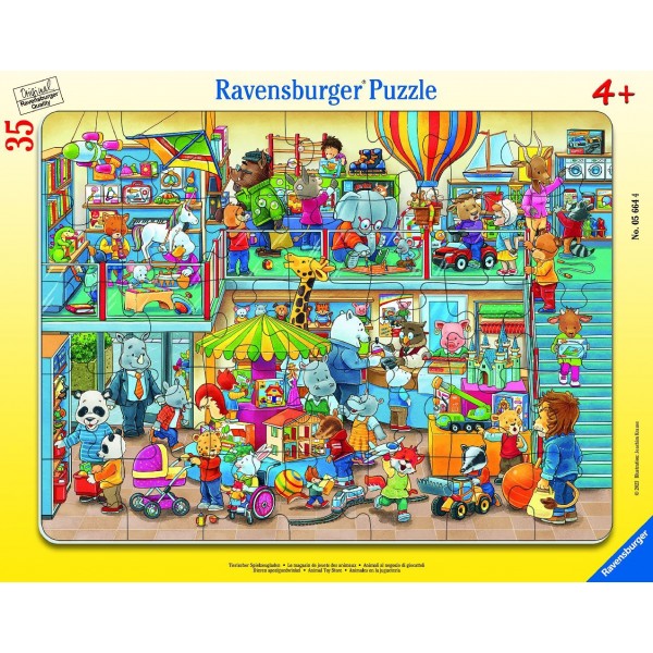 Tierischer Spielzeugladen - 35 Teile Rahmenpuzzle für Kinder ab 4 Jahren. 